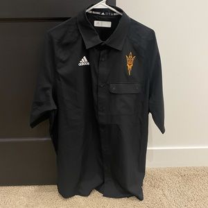 ASU Large black Adidas shorts sleeve pocket dress shirt button up